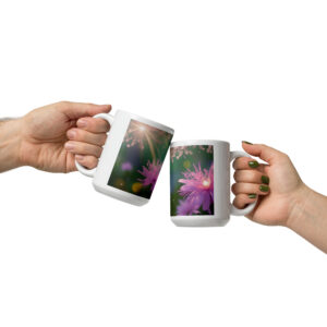 "Pink Flowers"  White glossy mug