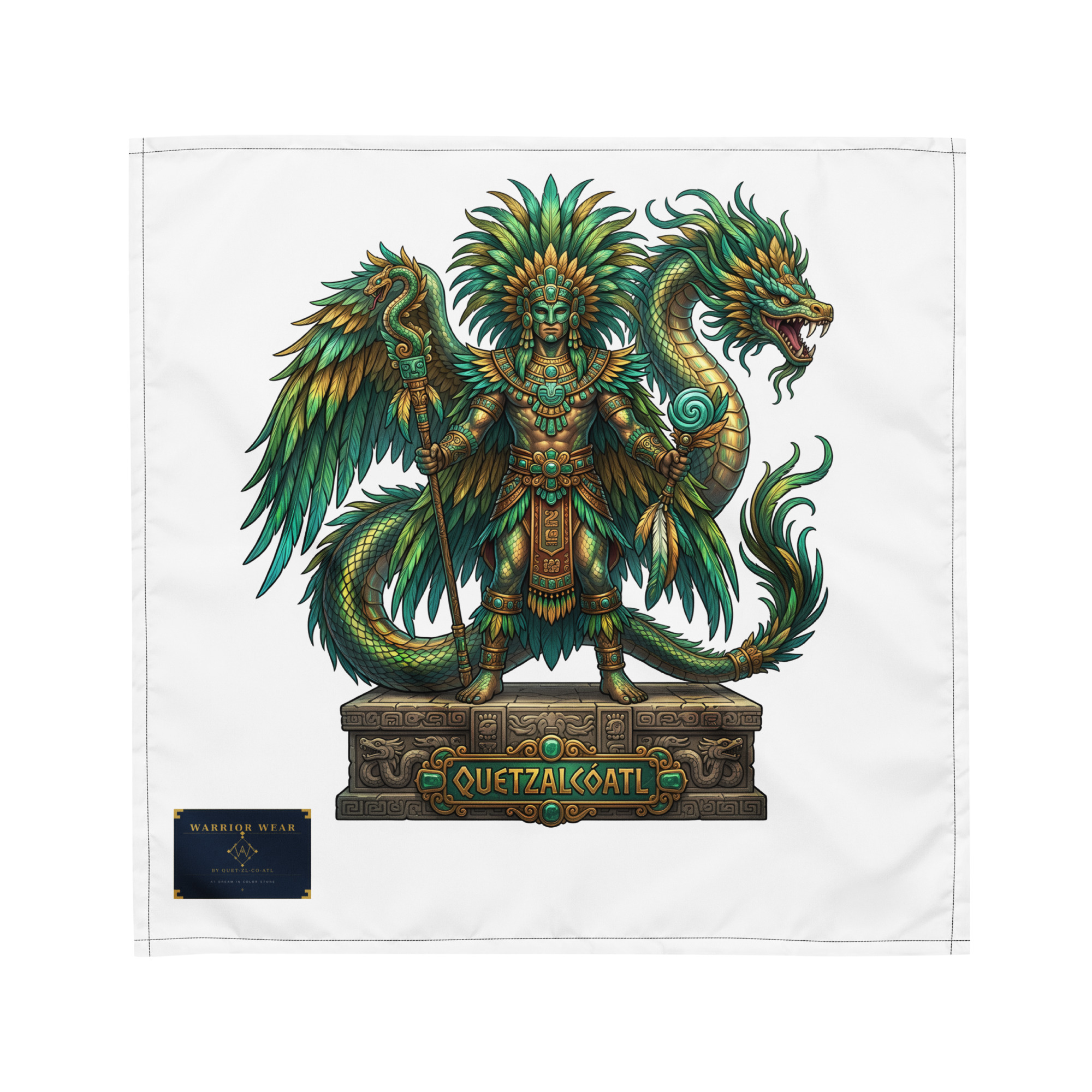 Quetzalcóatl — Feathered Serpent Bandana - Image 3