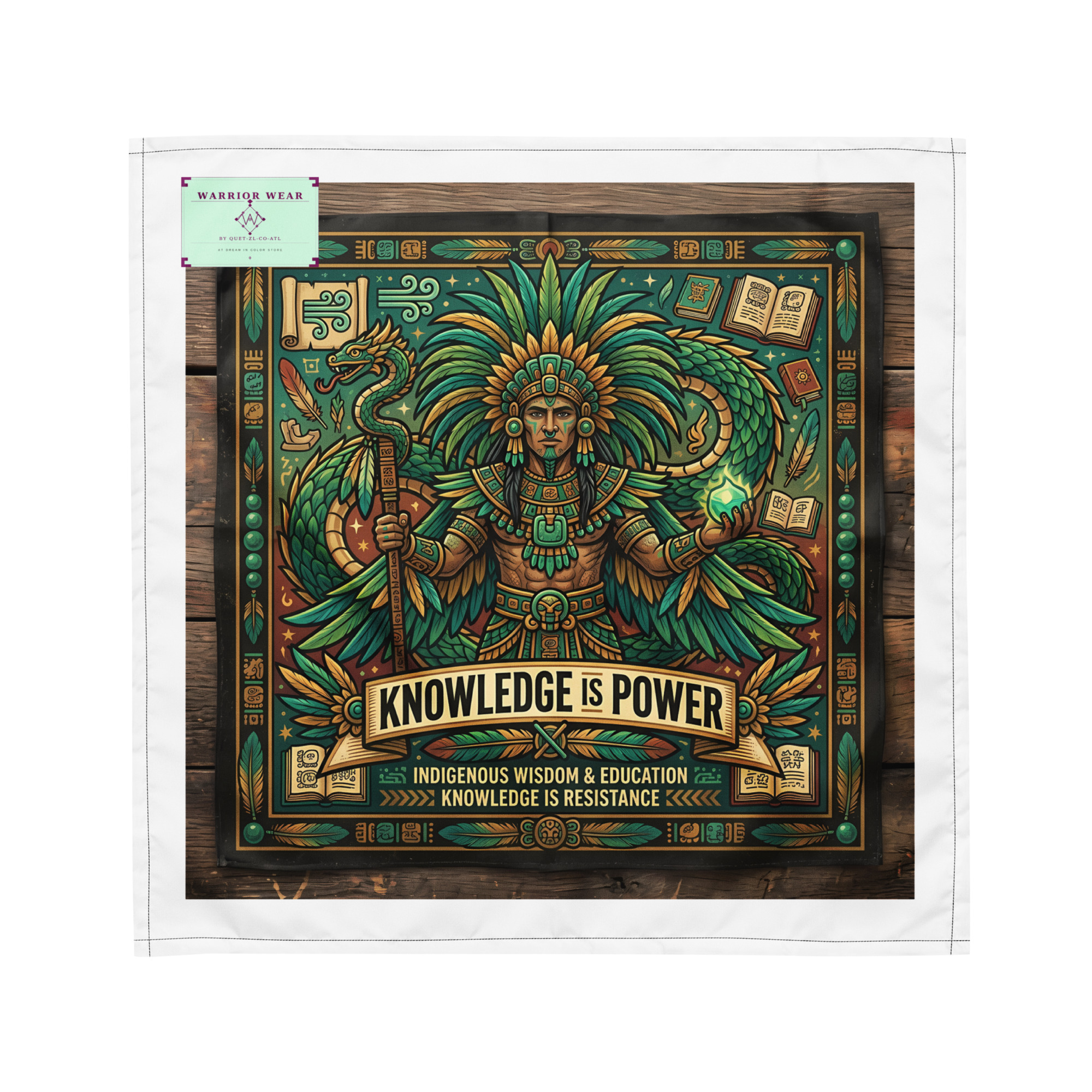 Quetzalcóatl — Knowledge Is Power Bandana - Image 3