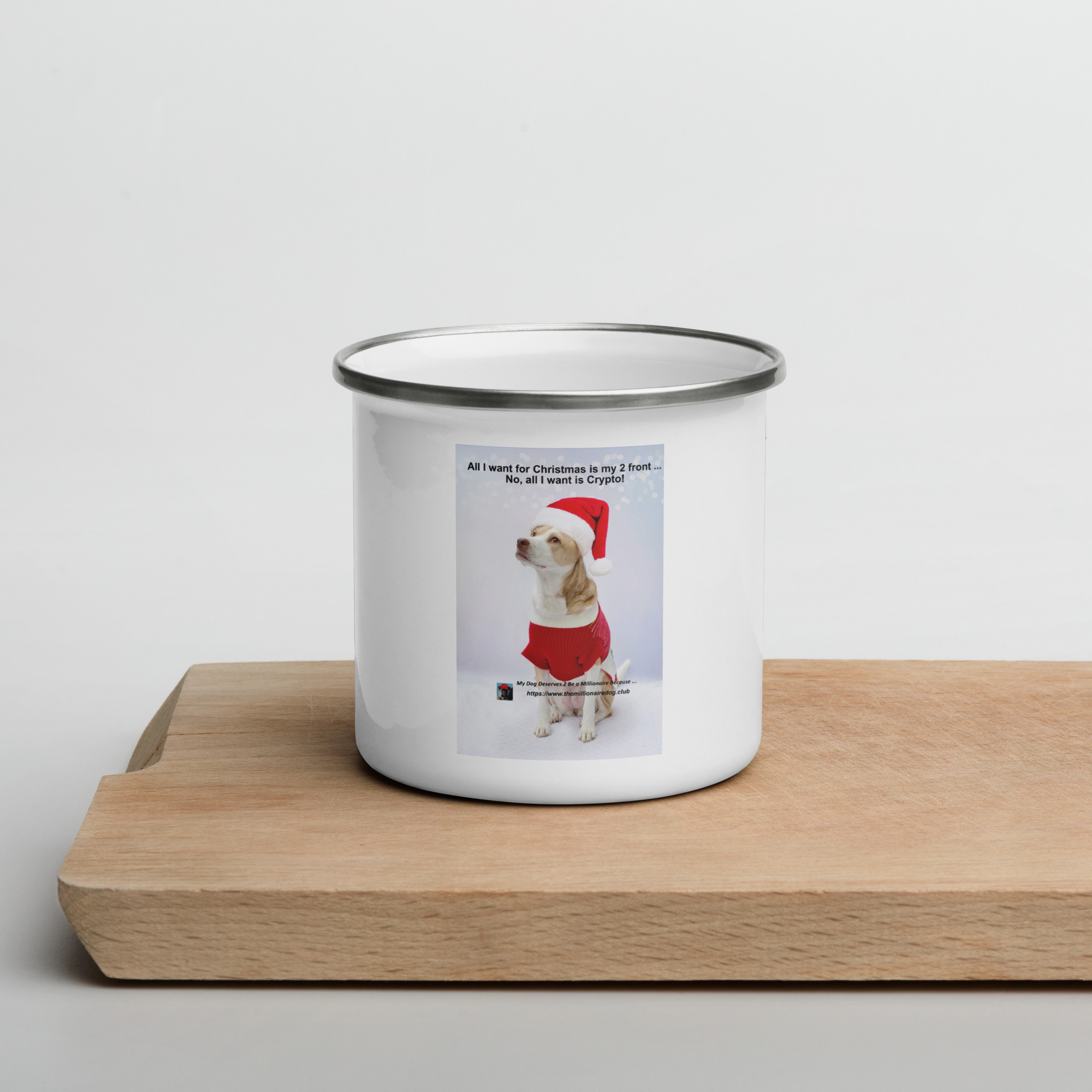 Tin Cup Watchdog #13 – "All I Want for Christmas is Crypto!" – Enamel Mug