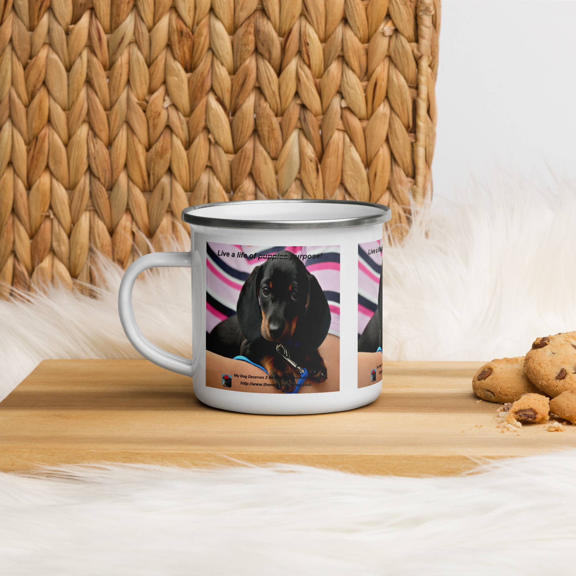 Tin Cup Watchdog #5 – "Live a Life of - Puppies - Purpose!" – Enamel Mug - Image 3