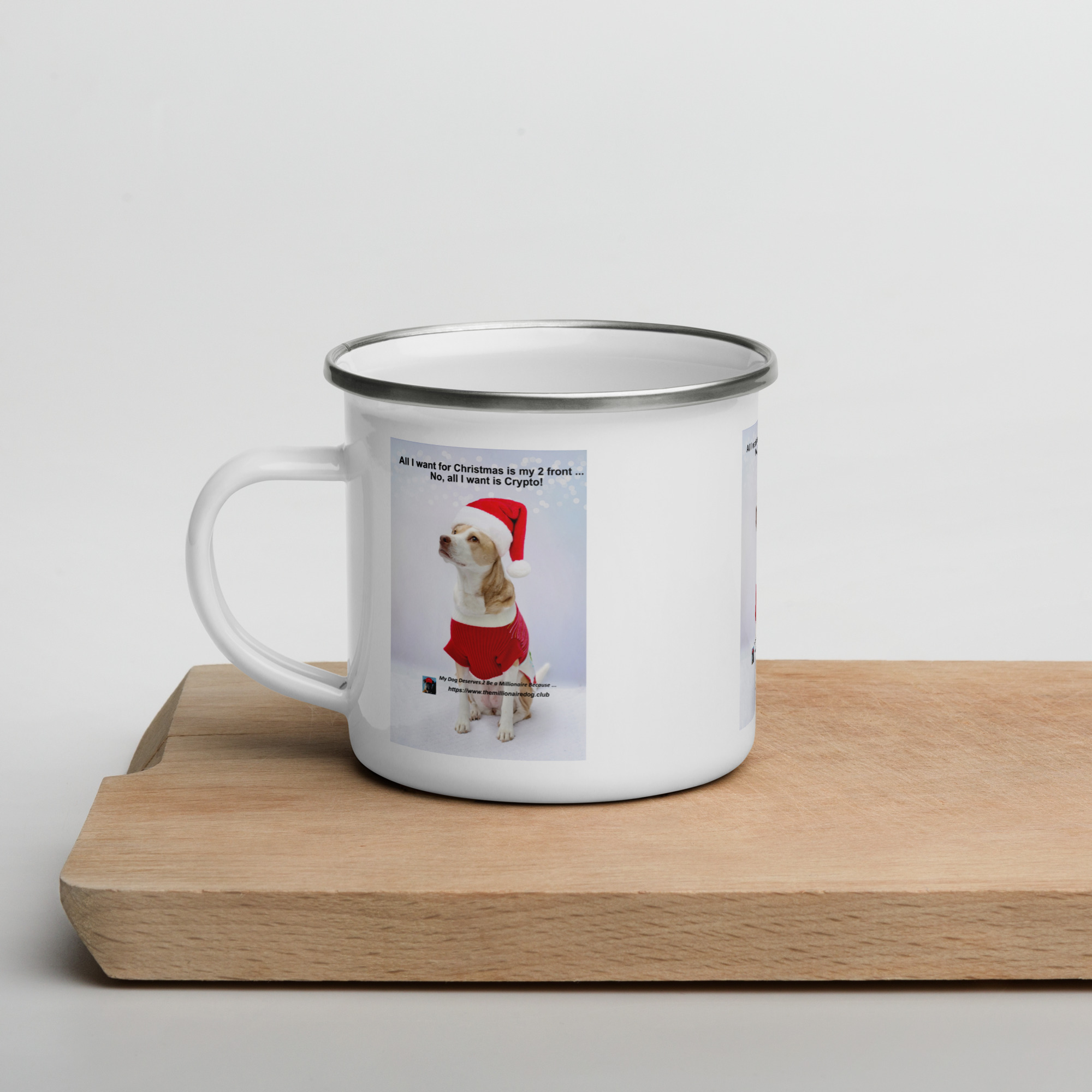 Tin Cup Watchdog #13 – "All I Want for Christmas is Crypto!" – Enamel Mug - Image 3