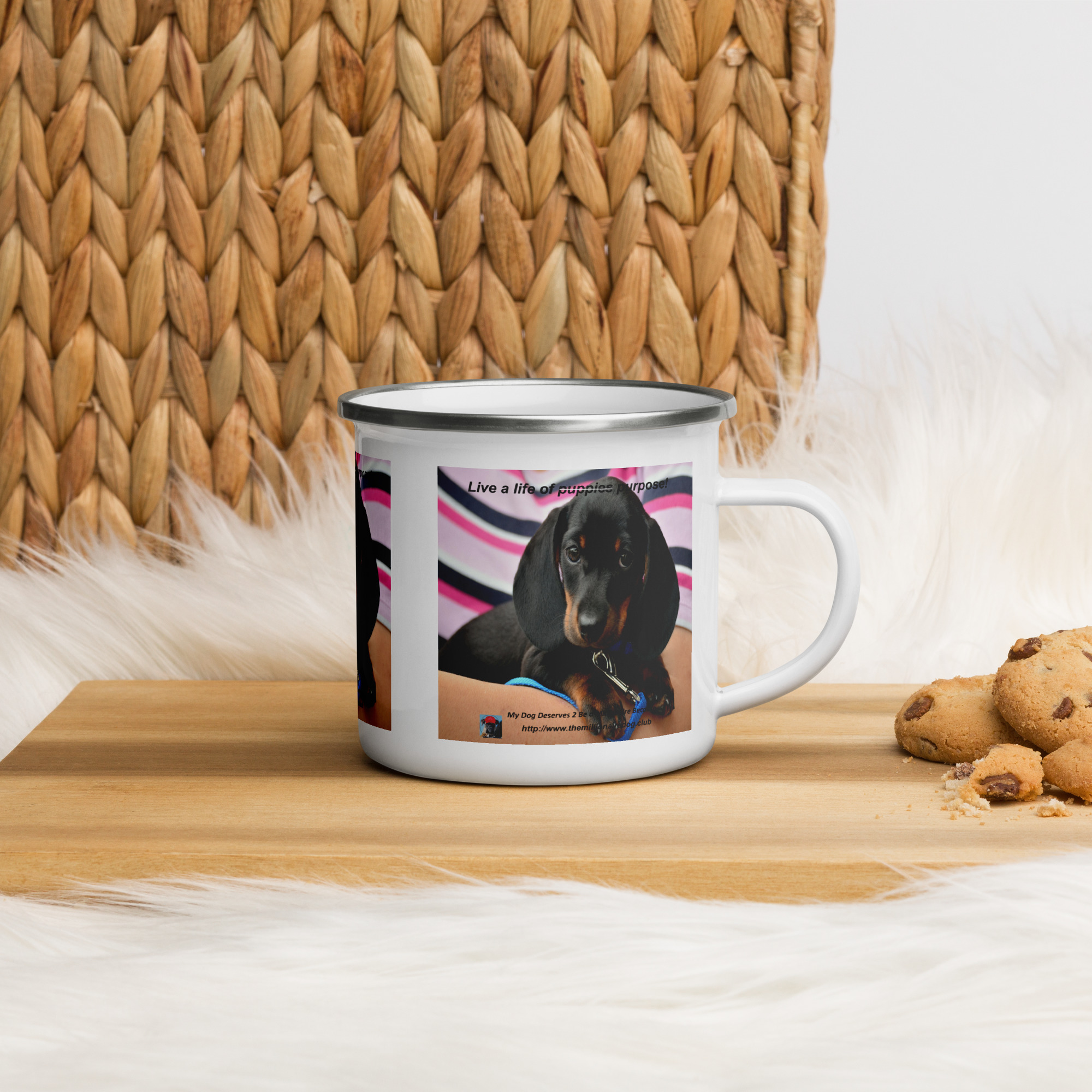 Tin Cup Watchdog #5 – "Live a Life of - Puppies - Purpose!" – Enamel Mug - Image 2