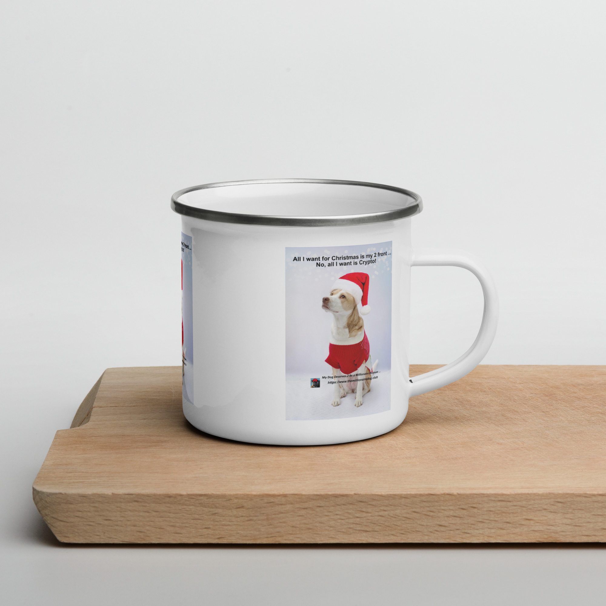 Tin Cup Watchdog #13 – "All I Want for Christmas is Crypto!" – Enamel Mug - Image 2